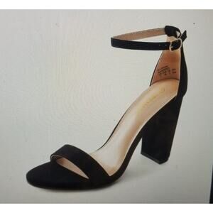 NWTs - DREAM PAIRS Women's Black Suede Chunk High Heel Pump Sandals Size 5